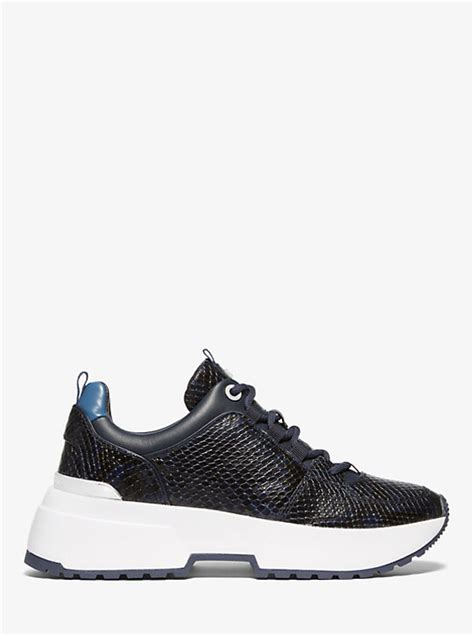 michael kors cosmo snake embossed leather trainer|Michael Kors .